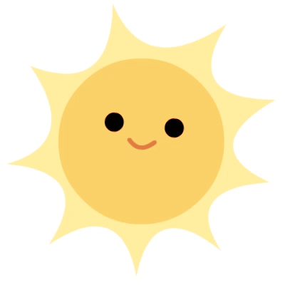 Glad animerad sol som sakta rör sig och sprider värme